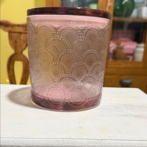 Elegant Pink Glass Candle Holder